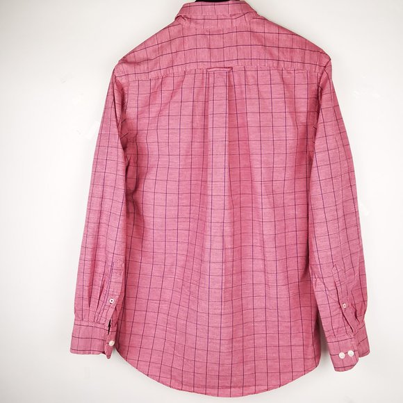 Izod Men's Button Down Cotton Shirt Red Plaid - Picture 4 of 9